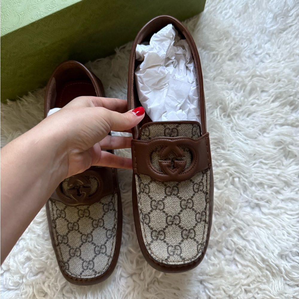 Gucci Brown Interlocking G Driver Loafers - Picture 4 of 14